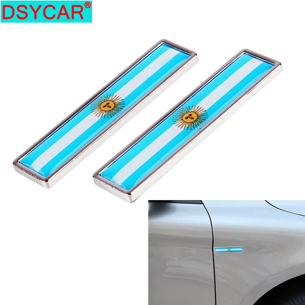 1Pair Country National Flag Argentina Metal Stickers Car Styling Motorcycle Accessories Badge Label Emblem Car Stickers