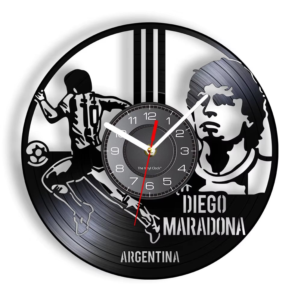 The King 10 Vinyl Record Wall Clock Argentina Football Player Diego Vinyl Clock the Unstoppable Force Legend for Football Fans