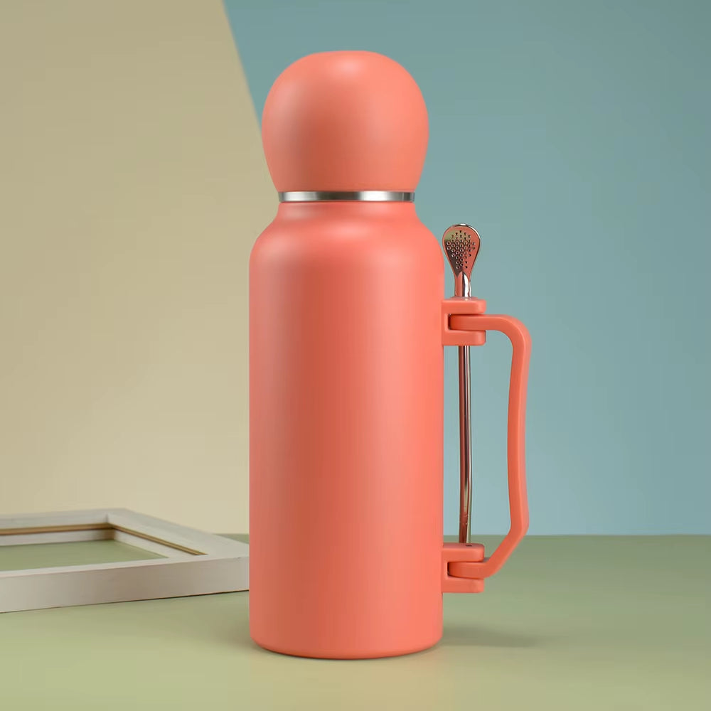 1300Ml Insulated Bottle for Yerba Mate, Double-Walled Yerba Mate Thermos W/ Detachable Cup & Bombilla Straw Combo Set - Portable