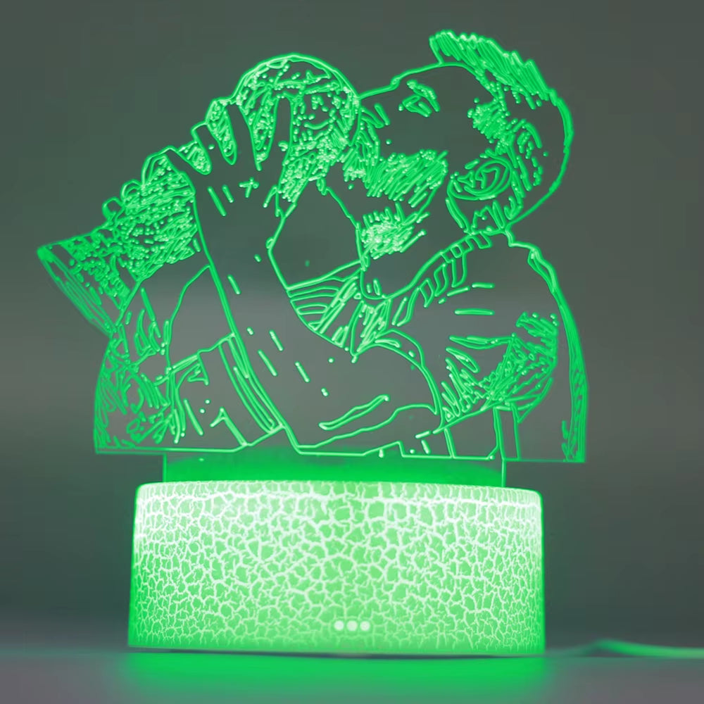 3D Illusion Night Light Messi 7 Color/16 Color Gradient Touch Switch LED Night Light Table Lamp (Crackle White)