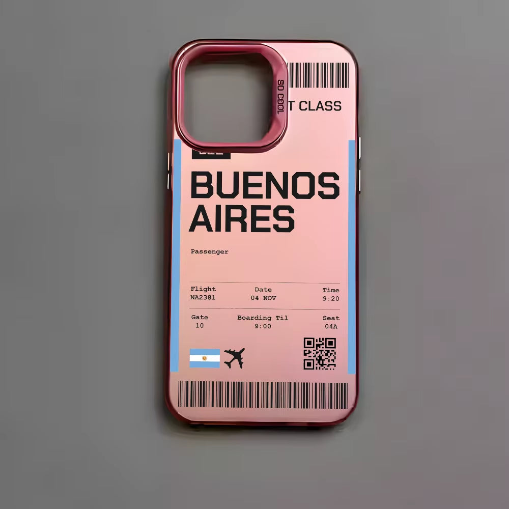 Argentina Board Pass Ticket Phone Case for Iphone 16 15 14 13 12 11 Pro Max Black Matte Multicolor Laser Metallic Aurora Funda