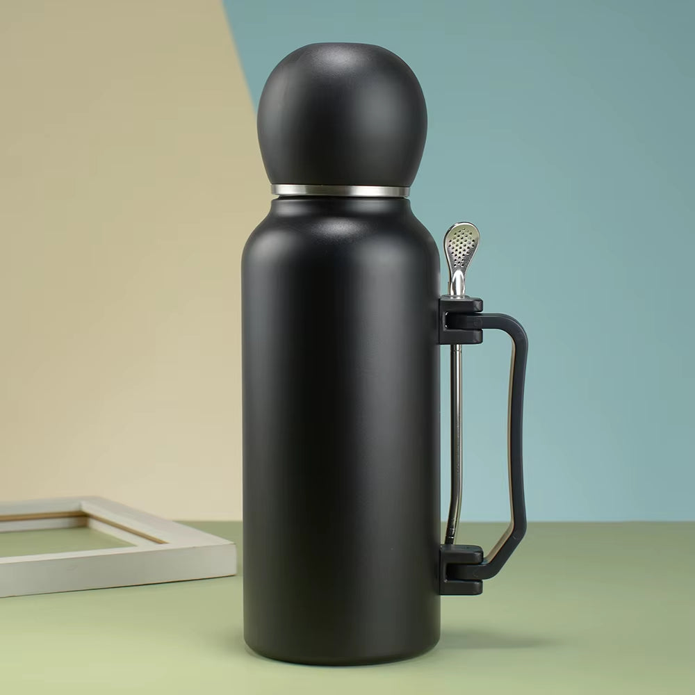 1300Ml Insulated Bottle for Yerba Mate, Double-Walled Yerba Mate Thermos W/ Detachable Cup & Bombilla Straw Combo Set - Portable