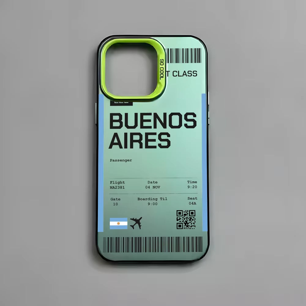 Argentina Board Pass Ticket Phone Case for Iphone 16 15 14 13 12 11 Pro Max Black Matte Multicolor Laser Metallic Aurora Funda