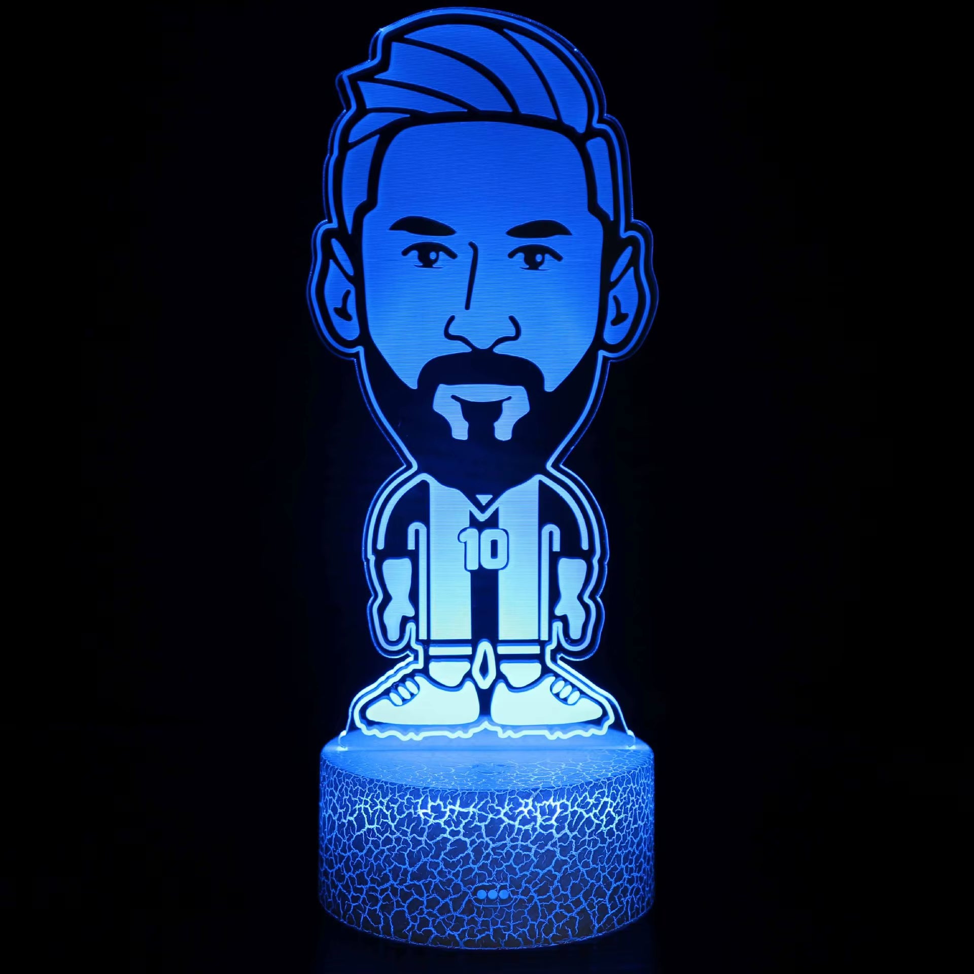 3D Illusion Night Light Messi 7 Color/16 Color Gradient Touch Switch LED Night Light Table Lamp (Crackle White)