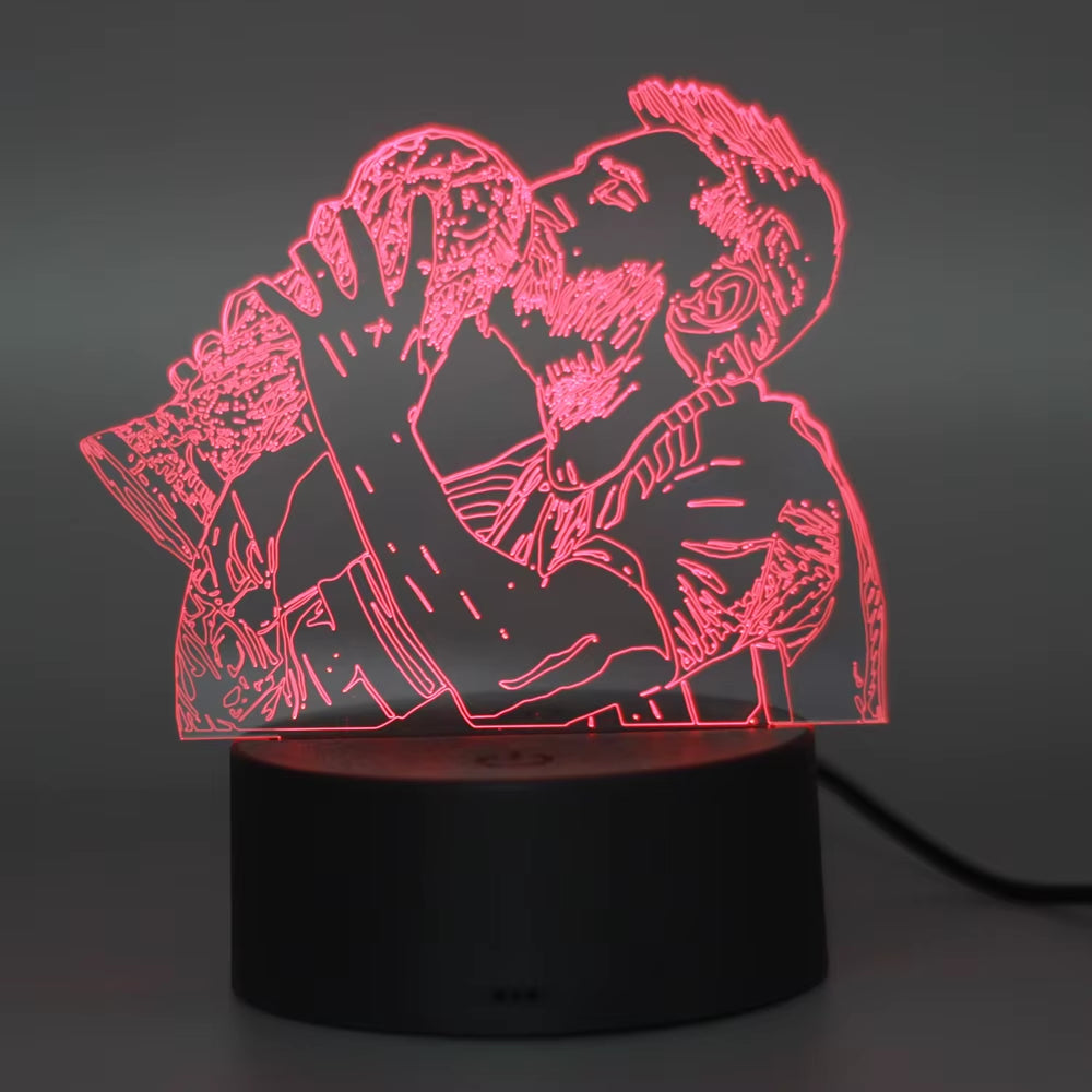 3D Illusion Night Light Messi 7 Color/16 Color Gradient Touch Switch LED Night Light Table Lamp (Crackle White)