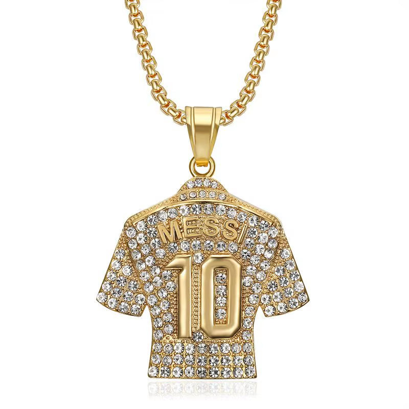 Lionel Messi 10 Jersey Pendant Chain Necklace for Men Boy Soccer Fan Football Hip Hop Jewelry Messi Accessories