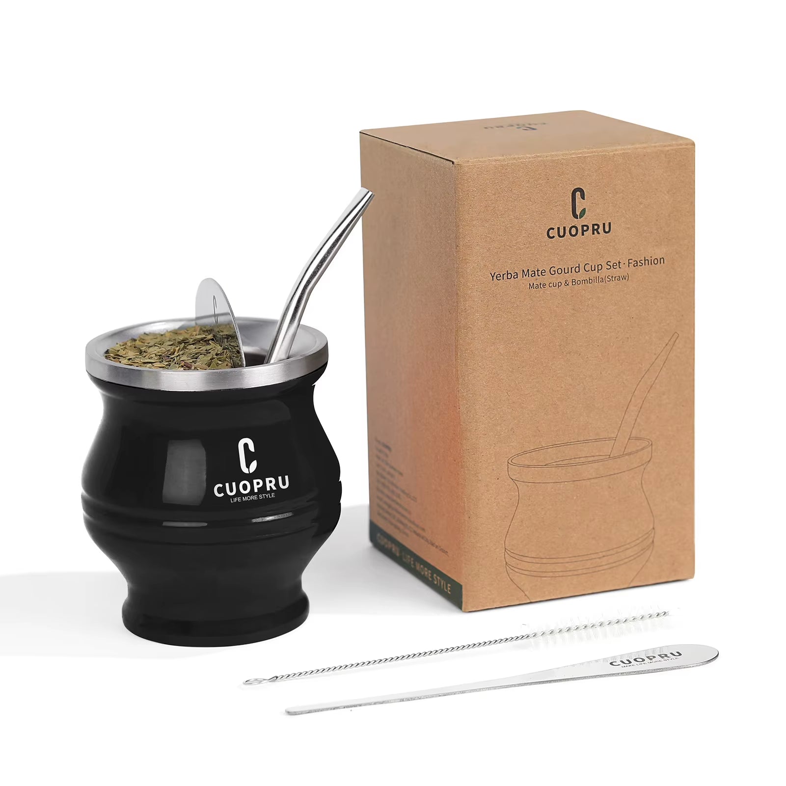 Yerba Mate Cup Bombilla Set - the 5 in 1 Yerba Mate Set Includes a Modern Mate Cup, Yerba Mate Shaper Set, Bombilla Mate (Set)
