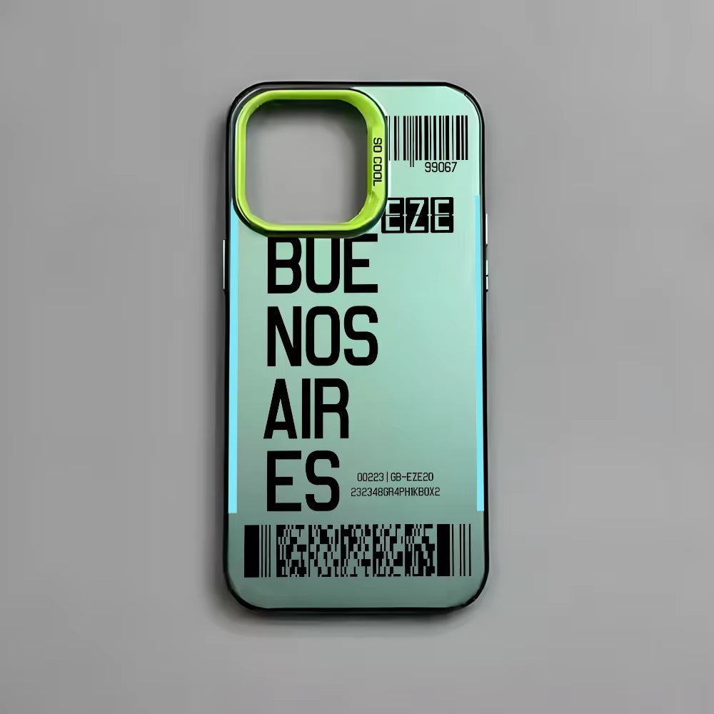 Argentina Board Pass Ticket Phone Case for Iphone 16 15 14 13 12 11 Pro Max Black Matte Multicolor Laser Metallic Aurora Funda