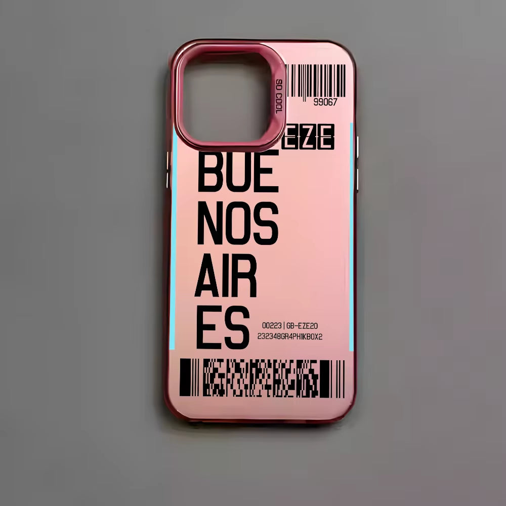 Argentina Board Pass Ticket Phone Case for Iphone 16 15 14 13 12 11 Pro Max Black Matte Multicolor Laser Metallic Aurora Funda