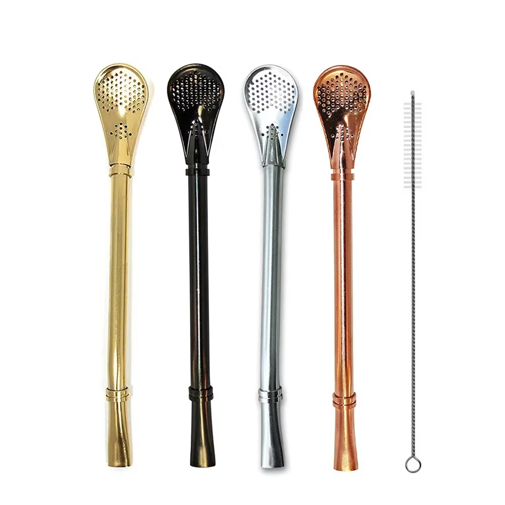 Pack 4 Bombillas Acero Inoxidable para Mate + Limpiador