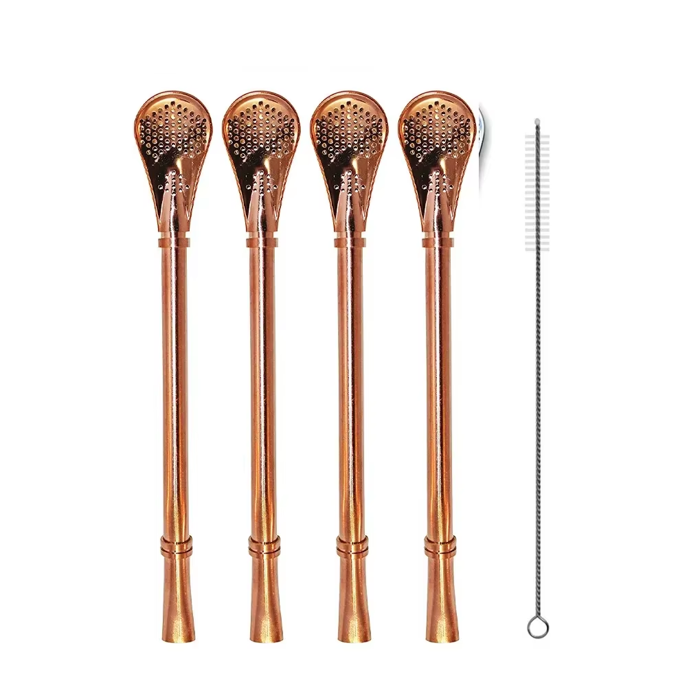Pack 4 Bombillas Acero Inoxidable para Mate + Limpiador