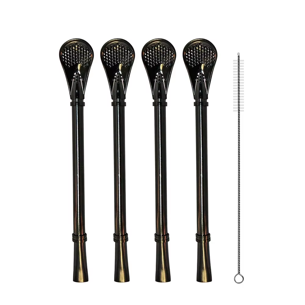 Pack 4 Bombillas Acero Inoxidable para Mate + Limpiador