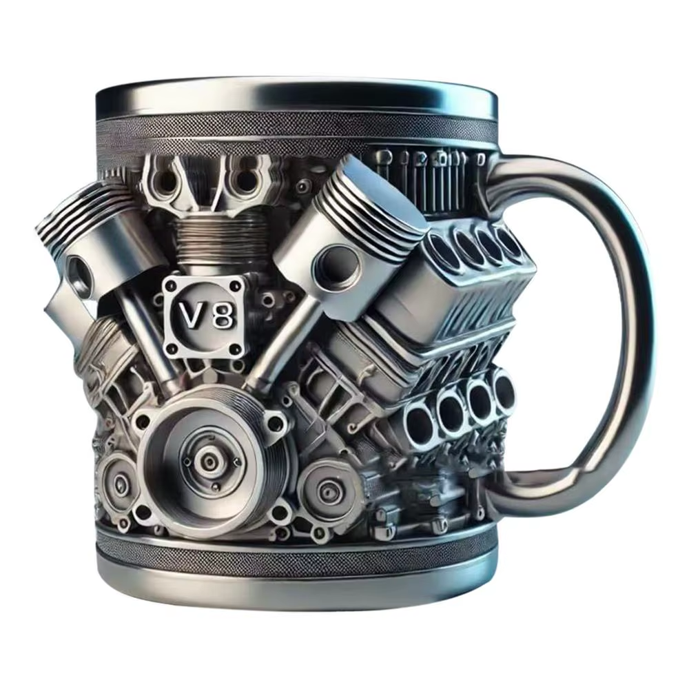 Taza Térmica Motor V8 3D - Regalo Perfecto para Amantes del Motor