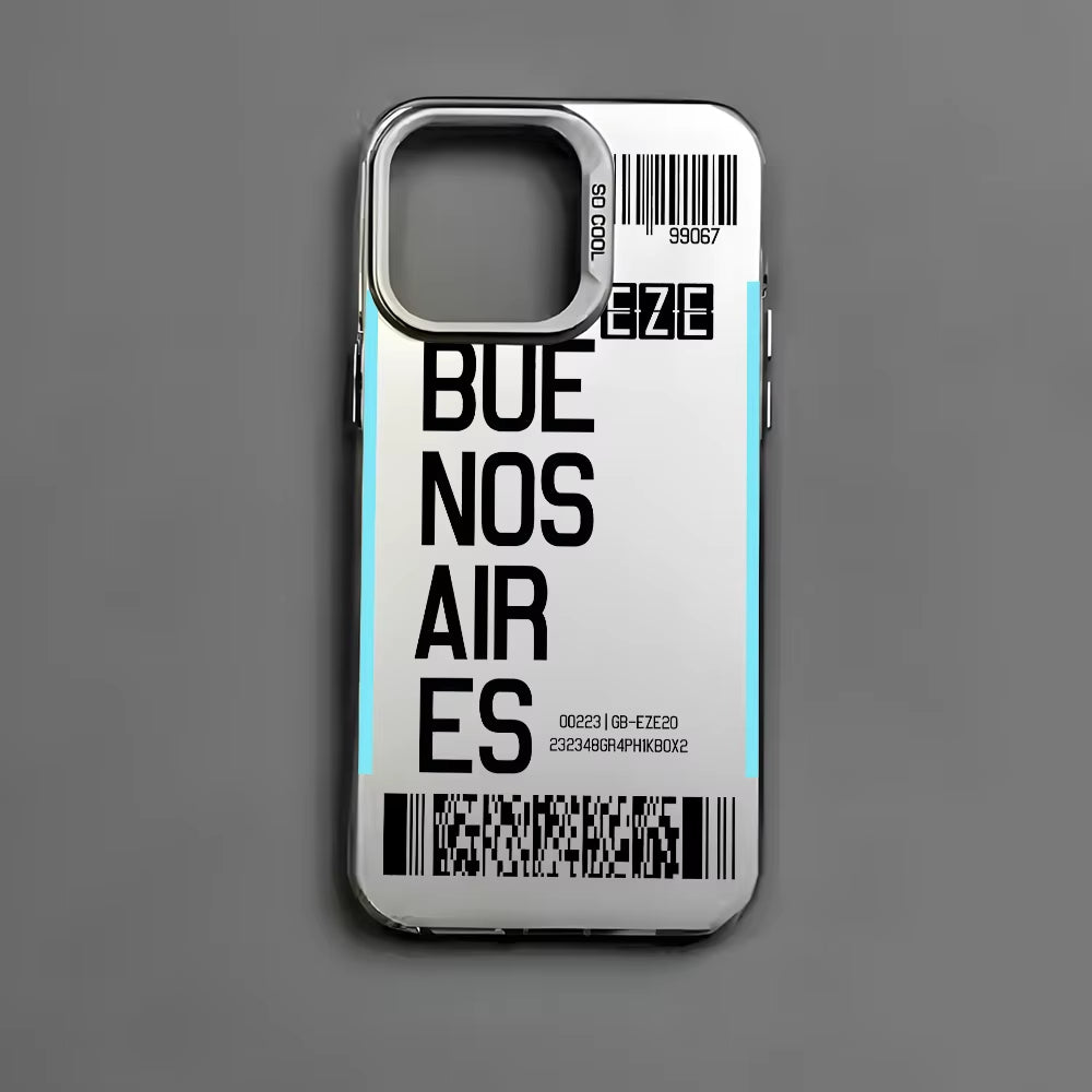 Argentina Board Pass Ticket Phone Case for Iphone 16 15 14 13 12 11 Pro Max Black Matte Multicolor Laser Metallic Aurora Funda
