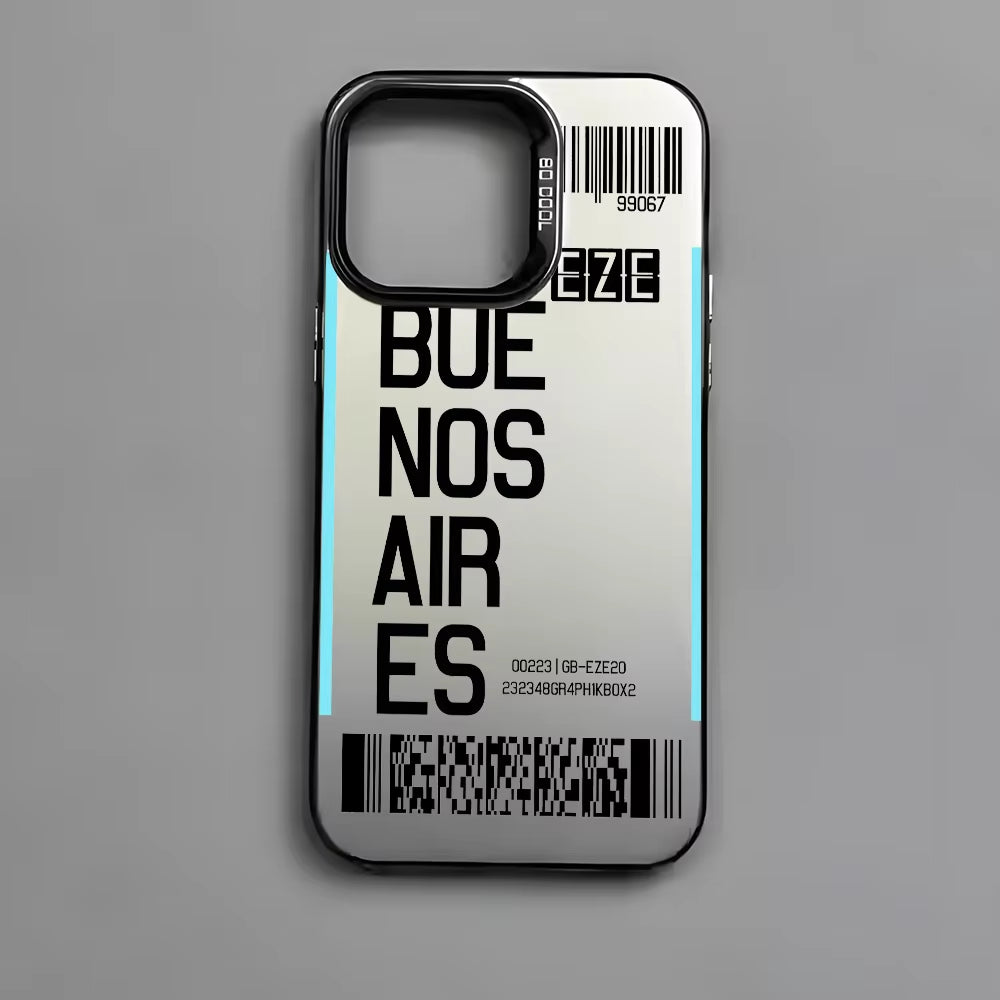Argentina Board Pass Ticket Phone Case for Iphone 16 15 14 13 12 11 Pro Max Black Matte Multicolor Laser Metallic Aurora Funda
