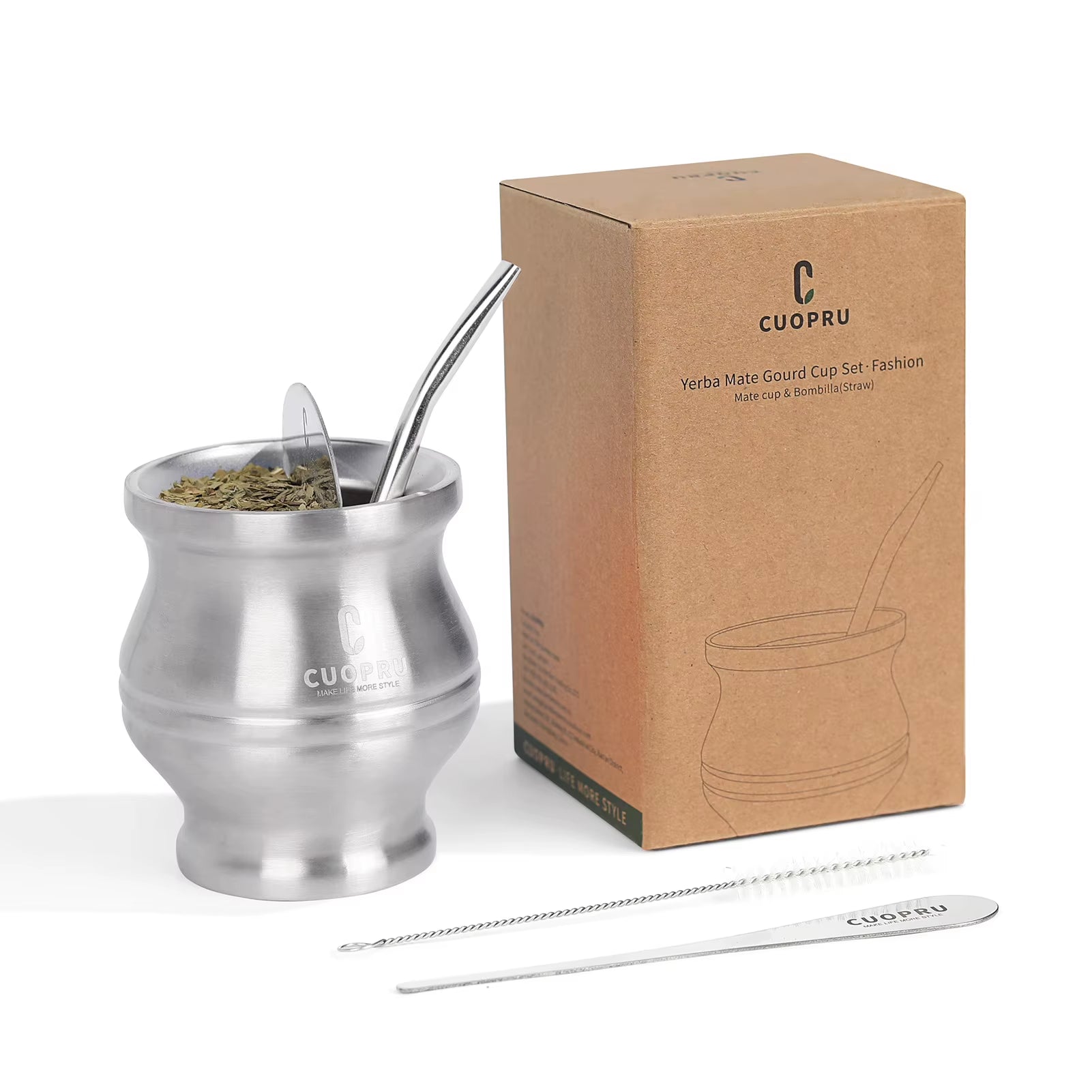 Yerba Mate Cup Bombilla Set - the 5 in 1 Yerba Mate Set Includes a Modern Mate Cup, Yerba Mate Shaper Set, Bombilla Mate (Set)