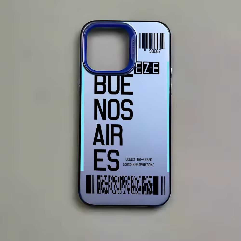 Argentina Board Pass Ticket Phone Case for Iphone 16 15 14 13 12 11 Pro Max Black Matte Multicolor Laser Metallic Aurora Funda