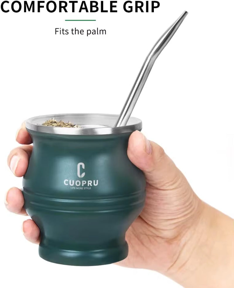 Yerba Mate Cup Bombilla Set - the 5 in 1 Yerba Mate Set Includes a Modern Mate Cup, Yerba Mate Shaper Set, Bombilla Mate (Set)