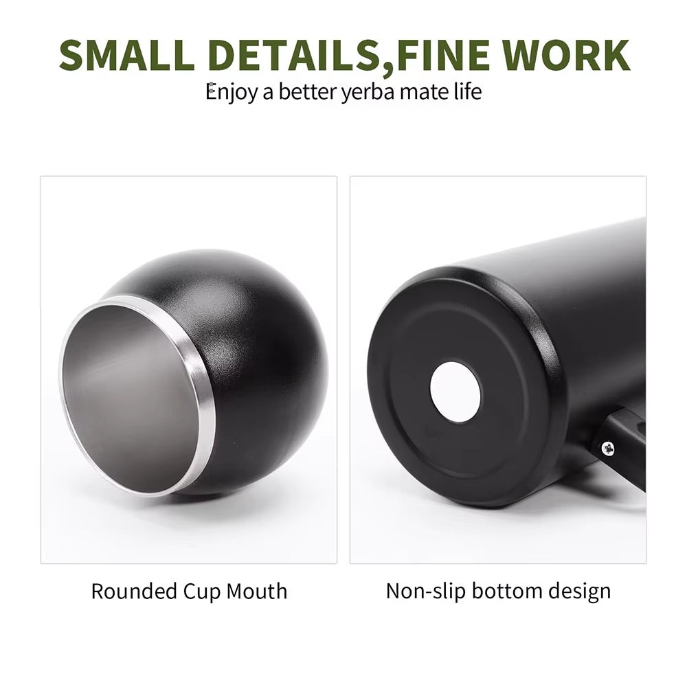 1300Ml Insulated Bottle for Yerba Mate, Double-Walled Yerba Mate Thermos W/ Detachable Cup & Bombilla Straw Combo Set - Portable