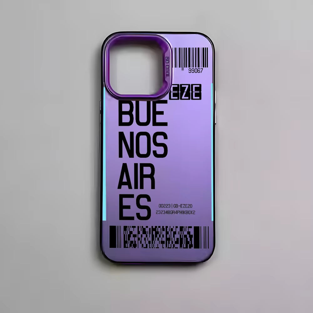 Argentina Board Pass Ticket Phone Case for Iphone 16 15 14 13 12 11 Pro Max Black Matte Multicolor Laser Metallic Aurora Funda