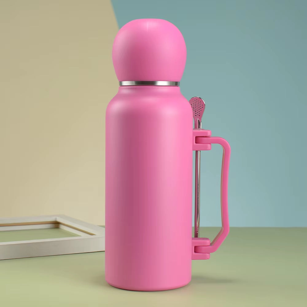 1300Ml Insulated Bottle for Yerba Mate, Double-Walled Yerba Mate Thermos W/ Detachable Cup & Bombilla Straw Combo Set - Portable