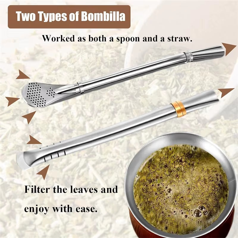 8Oz Yerba Mate Cup Set Double Wall 304 Stainless Steel Mate Gourd Heat Insulated Mug with 2 Straws and Cleaning Brush for Drinks